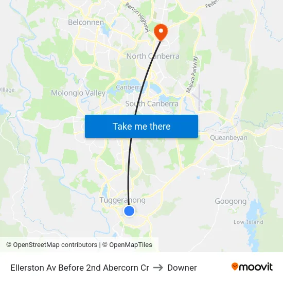 Ellerston Av Before 2nd Abercorn Cr to Downer map