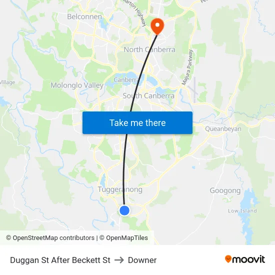 Duggan St After Beckett St to Downer map