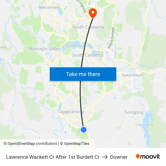 Lawrence Wackett Cr After 1st Burdett Cr to Downer map