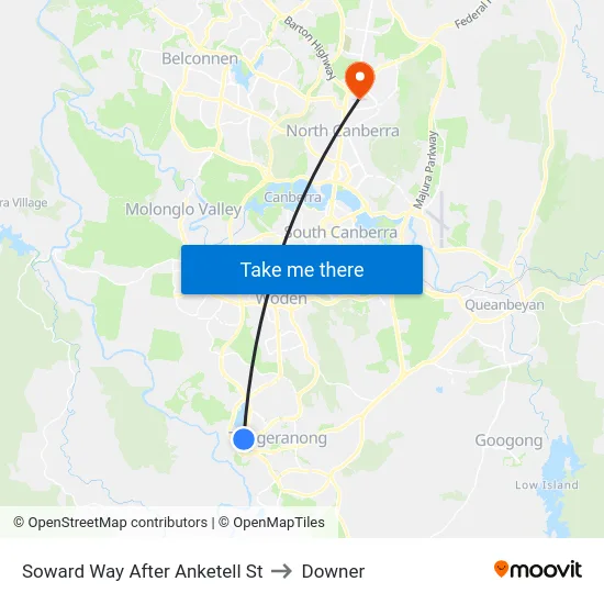 Soward Way After Anketell St to Downer map