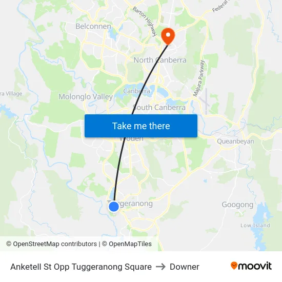Anketell St Opp Tuggeranong Square to Downer map
