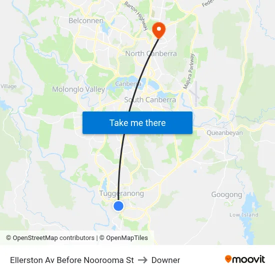 Ellerston Av Before Noorooma St to Downer map