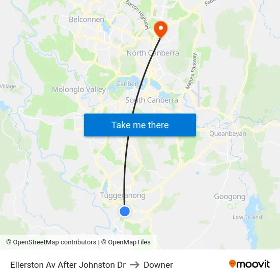 Ellerston Av After Johnston Dr to Downer map