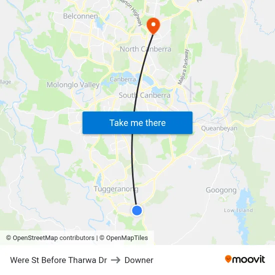 Were St Before Tharwa Dr to Downer map