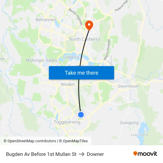 Bugden Av Before 1st Mullan St to Downer map