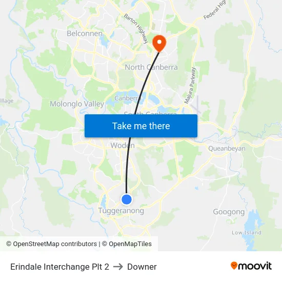 Erindale Interchange Plt 2 to Downer map