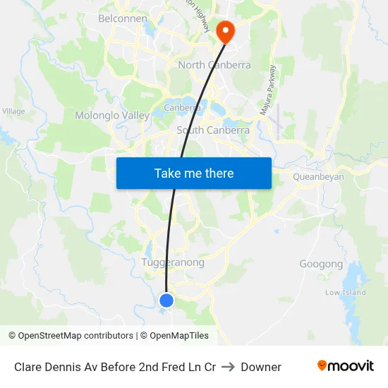 Clare Dennis Av Before 2nd Fred Ln Cr to Downer map