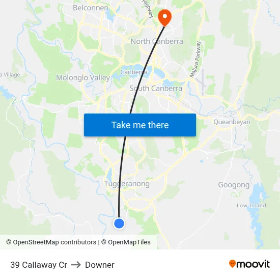 39 Callaway Cr to Downer map
