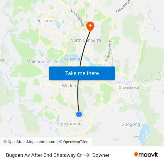 Bugden Av After 2nd Chataway Cr to Downer map