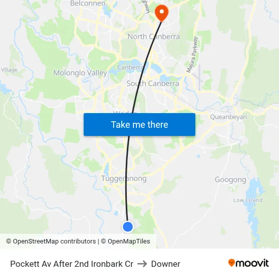 Pockett Av After 2nd Ironbark Cr to Downer map