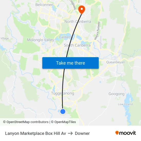 Lanyon Marketplace Box Hill Av to Downer map