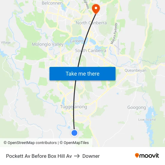 Pockett Av Before Box Hill Av to Downer map