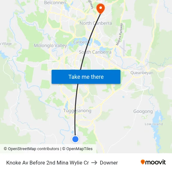 Knoke Av Before 2nd Mina Wylie Cr to Downer map
