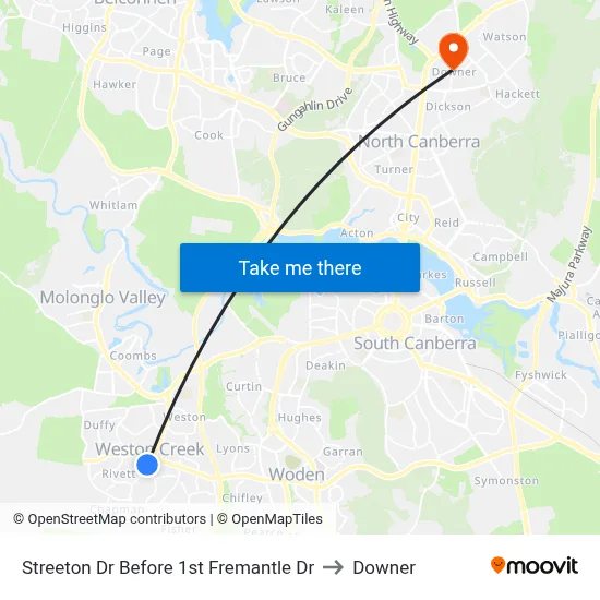 Streeton Dr Before 1st Fremantle Dr to Downer map