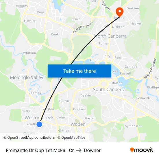 Fremantle Dr Opp 1st Mckail Cr to Downer map
