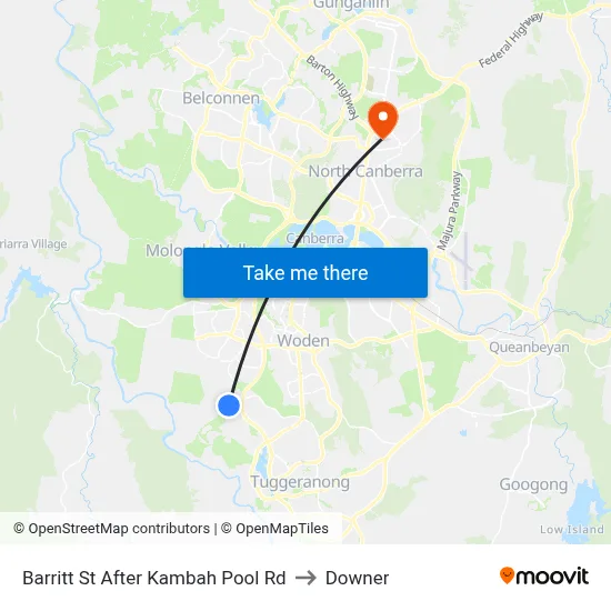 Barritt St After Kambah Pool Rd to Downer map