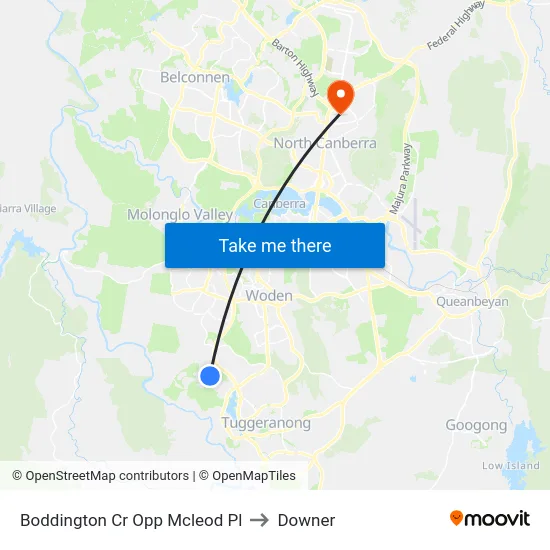 Boddington Cr Opp Mcleod Pl to Downer map
