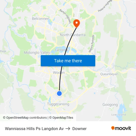 Wanniassa Hills Ps Langdon Av to Downer map