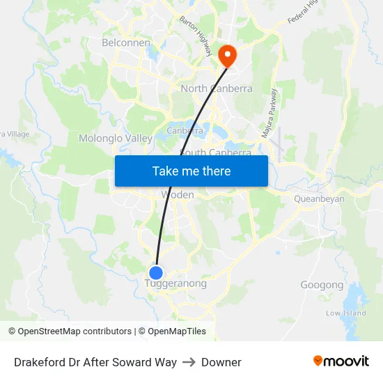 Drakeford Dr After Soward Way to Downer map