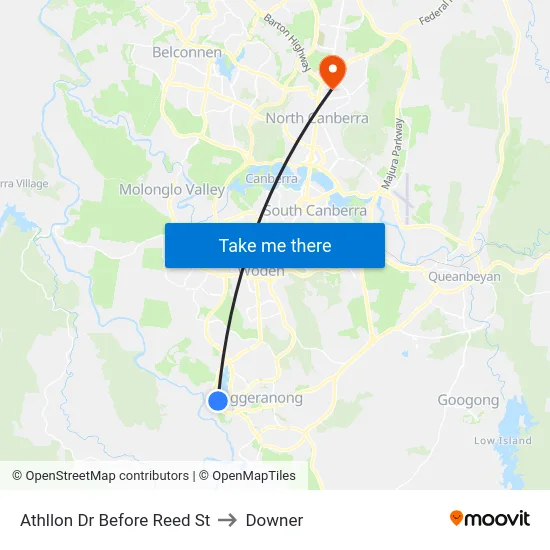 Athllon Dr Before Reed St to Downer map
