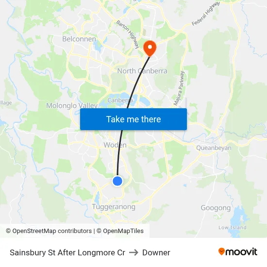 Sainsbury St After Longmore Cr to Downer map