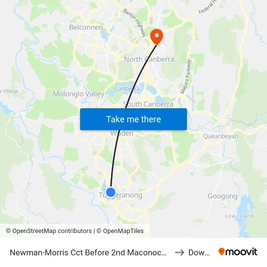 Newman-Morris Cct Before 2nd Maconochie Cr to Downer map
