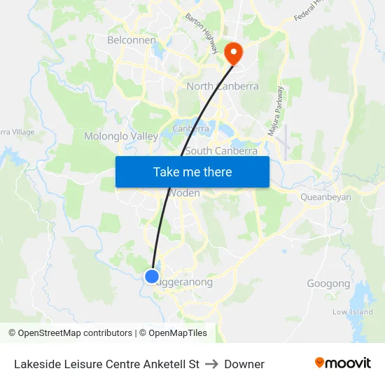 Lakeside Leisure Centre Anketell St to Downer map