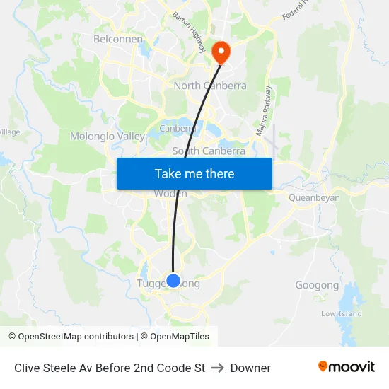 Clive Steele Av Before 2nd Coode St to Downer map