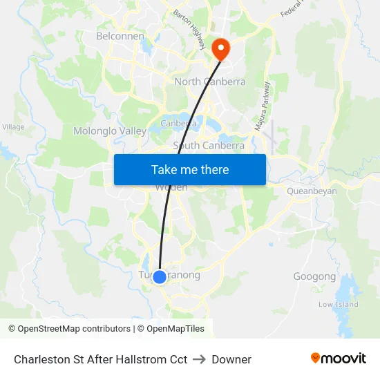 Charleston St After Hallstrom Cct to Downer map