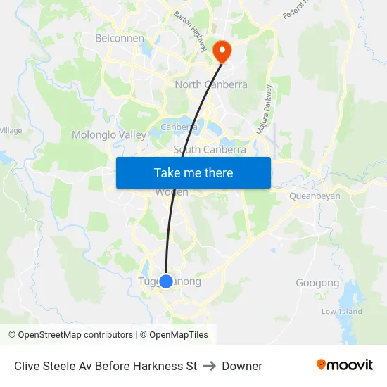 Clive Steele Av Before Harkness St to Downer map