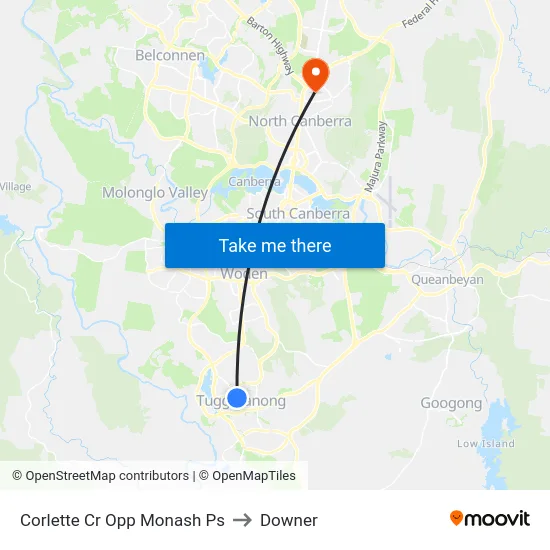 Corlette Cr Opp Monash Ps to Downer map