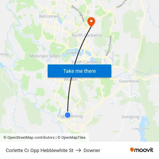 Corlette Cr Opp Hebblewhite St to Downer map