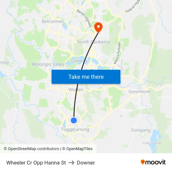 Wheeler Cr Opp Hanna St to Downer map
