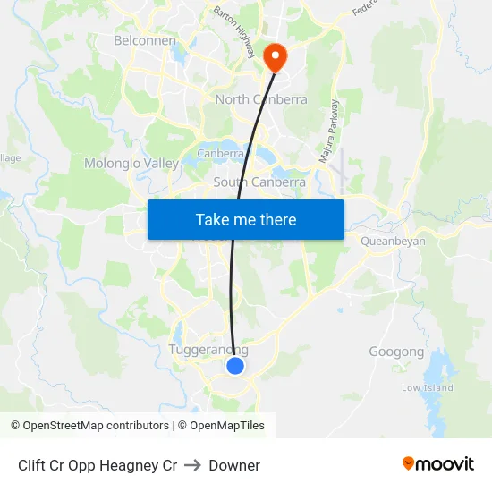 Clift Cr Opp Heagney Cr to Downer map