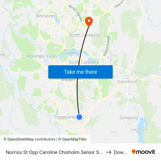 Norriss St Opp Caroline Chisholm Senior School to Downer map