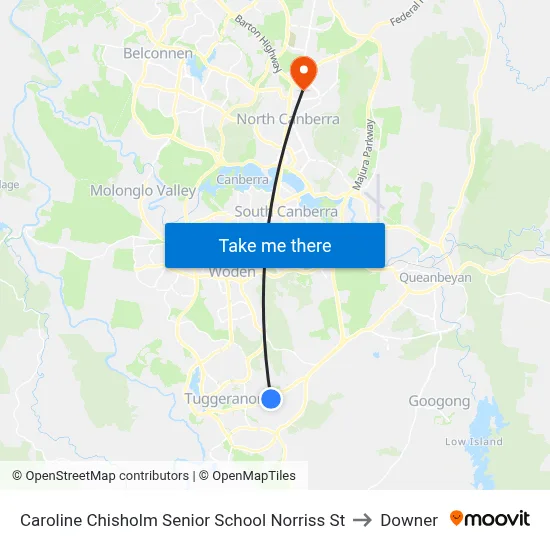 Caroline Chisholm Senior School Norriss St to Downer map