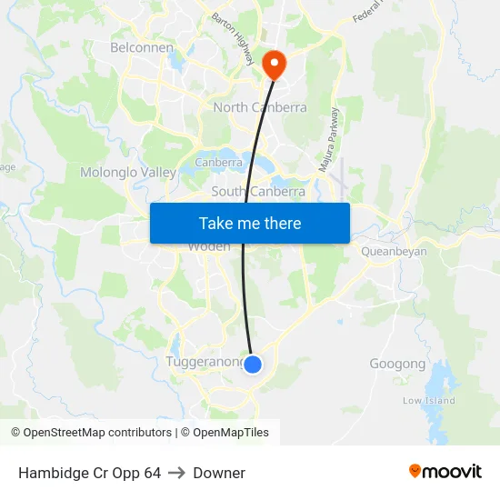 Hambidge Cr Opp 64 to Downer map