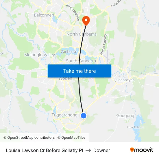 Louisa Lawson Cr Before Gellatly Pl to Downer map