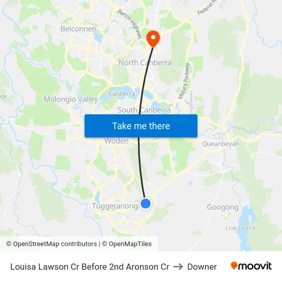Louisa Lawson Cr Before 2nd Aronson Cr to Downer map