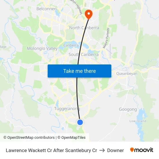 Lawrence Wackett Cr After Scantlebury Cr to Downer map