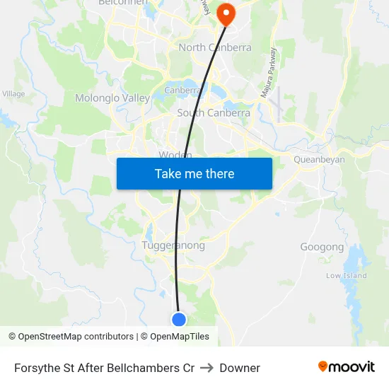 Forsythe St After Bellchambers Cr to Downer map