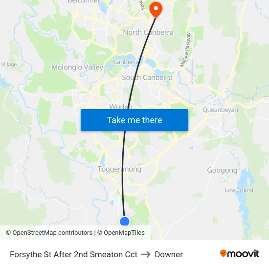Forsythe St After 2nd Smeaton Cct to Downer map