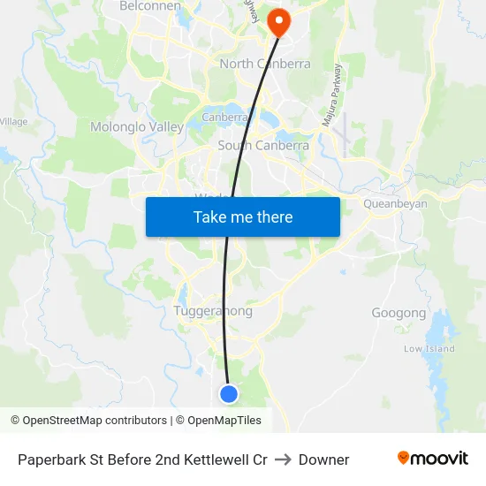 Paperbark St Before 2nd Kettlewell Cr to Downer map