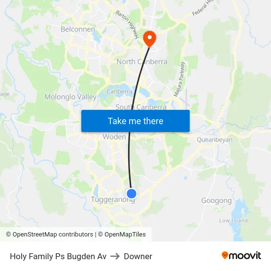 Holy Family Ps Bugden Av to Downer map