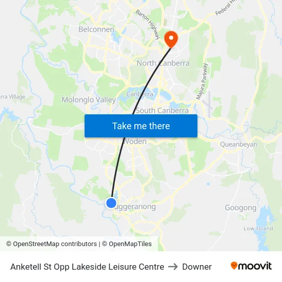 Anketell St Opp Lakeside Leisure Centre to Downer map