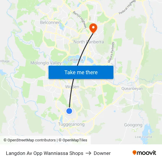 Langdon Av Opp Wanniassa Shops to Downer map
