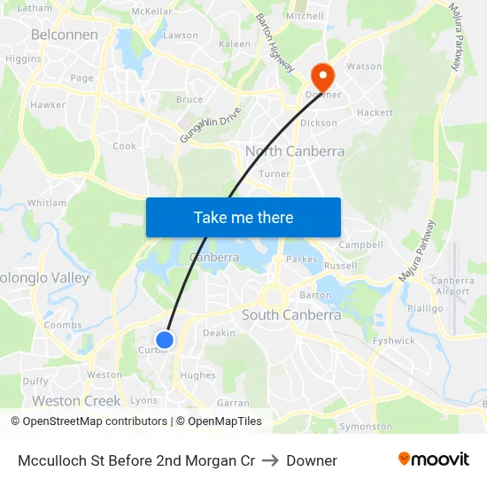 Mcculloch St Before 2nd Morgan Cr to Downer map