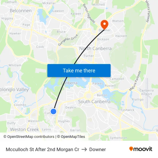 Mcculloch St After 2nd Morgan Cr to Downer map