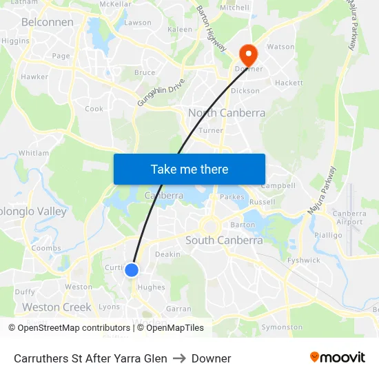 Carruthers St After Yarra Glen to Downer map