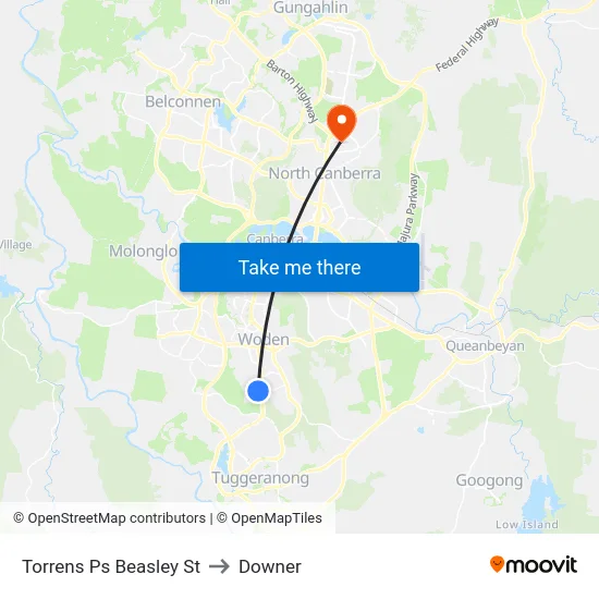 Torrens Ps Beasley St to Downer map